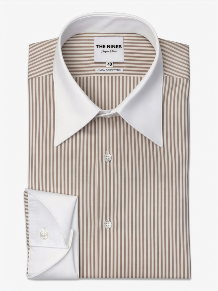 Camisa Francesa às Riscas Bege