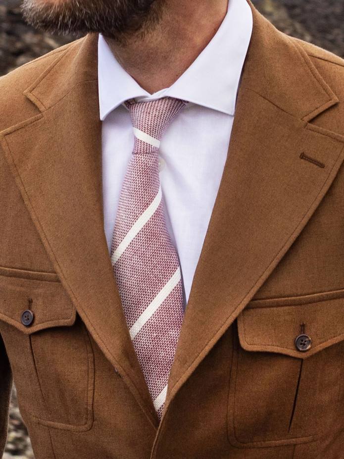 Camisa de colarinho italiano em linho e algodão branca