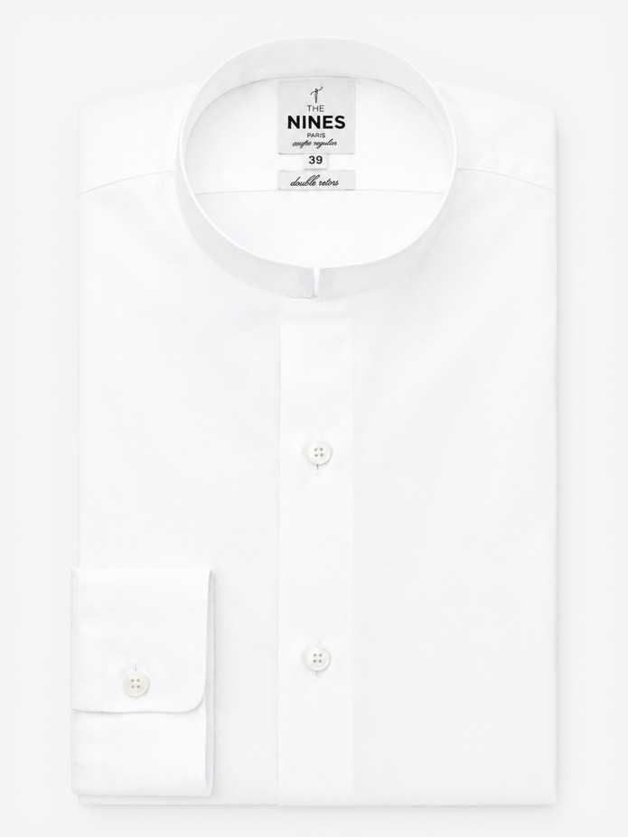Camisa com colarinho invertido em popelina branca