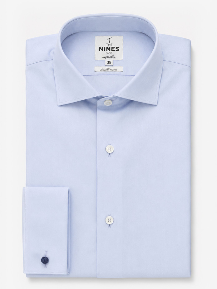 Camisa de colarinho italiano com punhos duplos