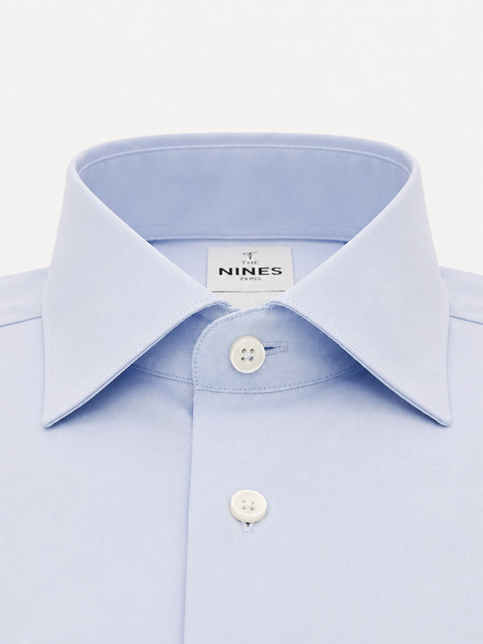 Camisa de colarinho italiano em popelina azul-céu
