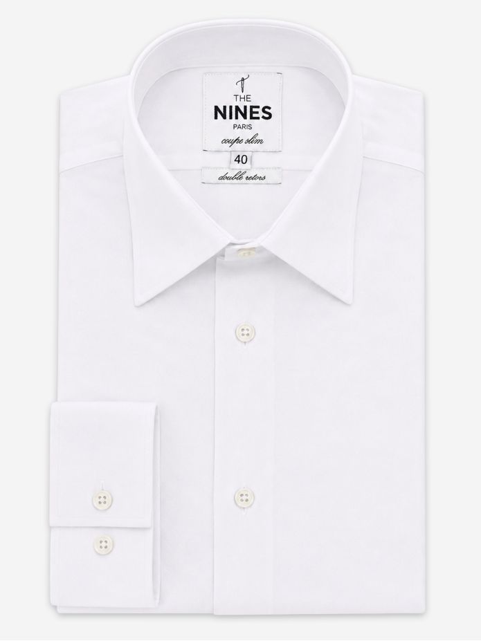 Camisa gola francesa clássica em popelina branca