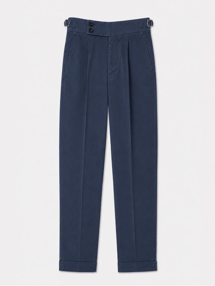 Calça com pinças azul-marinho - Braga