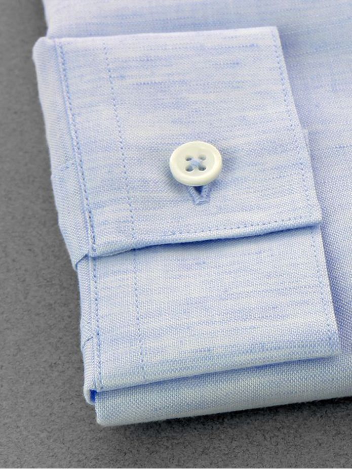Camisa de gola Mao em linho azul-céu