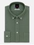Camisa de gaze de algodão verde com colarinho americano