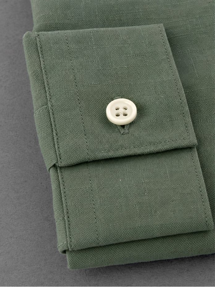 Camisa de gaze de algodão verde com colarinho americano