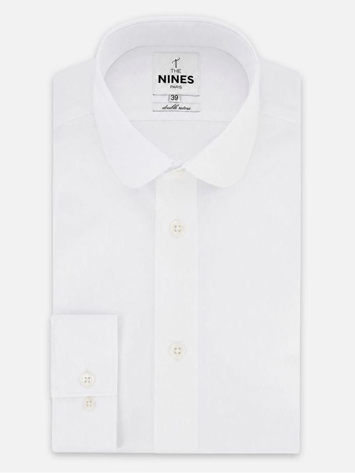 Camisa gola redonda em popelina branca