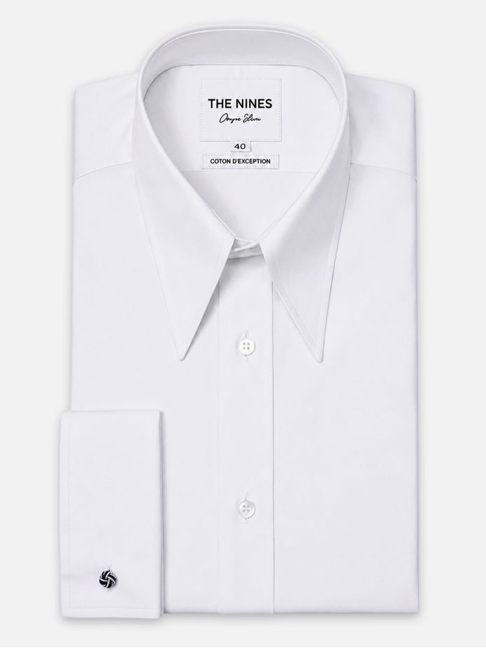 Camisa colarinho de pontas em popeline branca