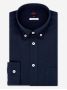 Camisa em gaze de algodão azul marinho gola americana