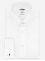 Camisa branca com colarinho inglês e punhos duplos