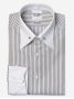 Camisa colarinho de alfinete com riscas castanho e azul céu