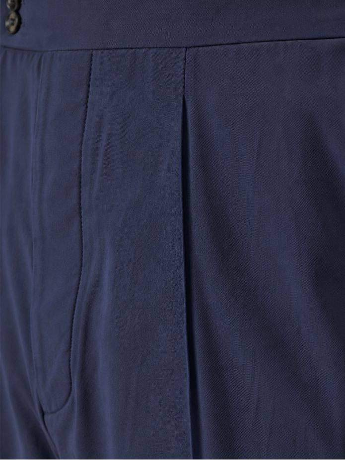 Calça com pinças azul-marinho - Braga