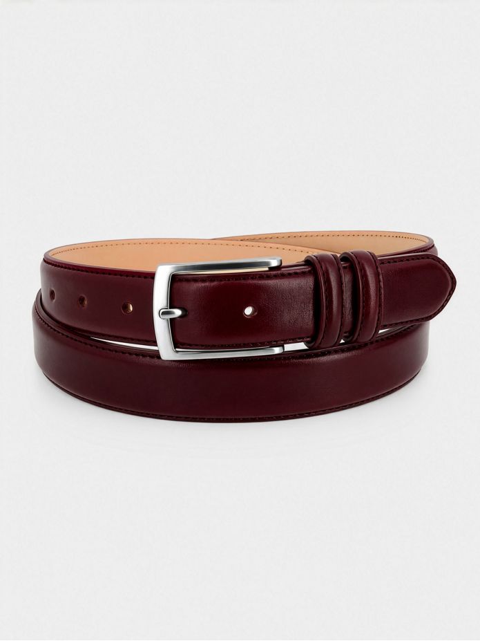 Cinto de couro vermelho bordô - Ugo