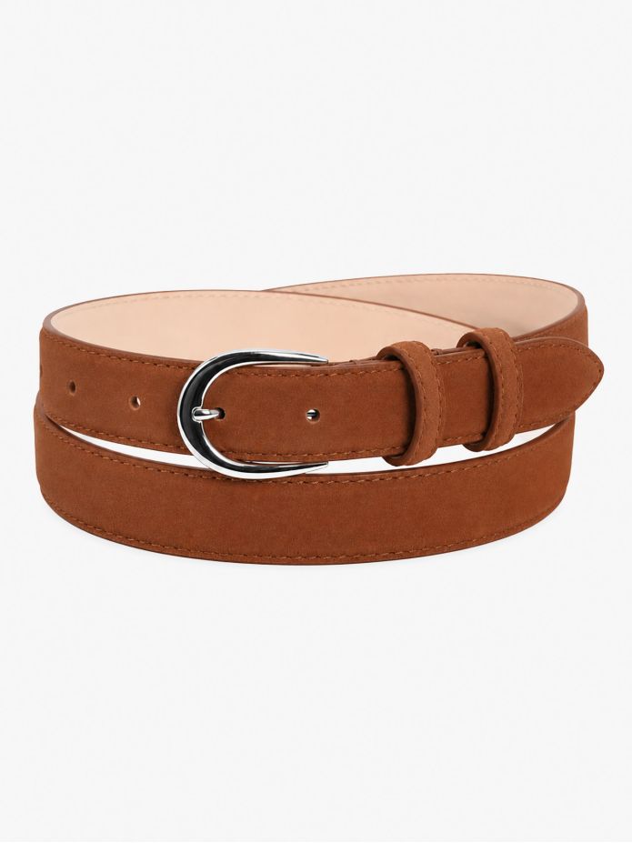 Cinto fino castanho em nobuck - Gab