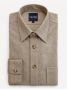 Camisa colarinho francês em flanela bege