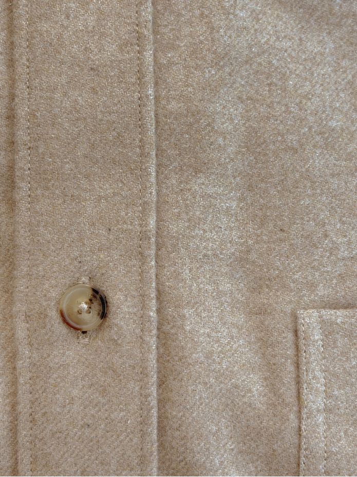 Camisa Colarinho Francês Flanela Bege