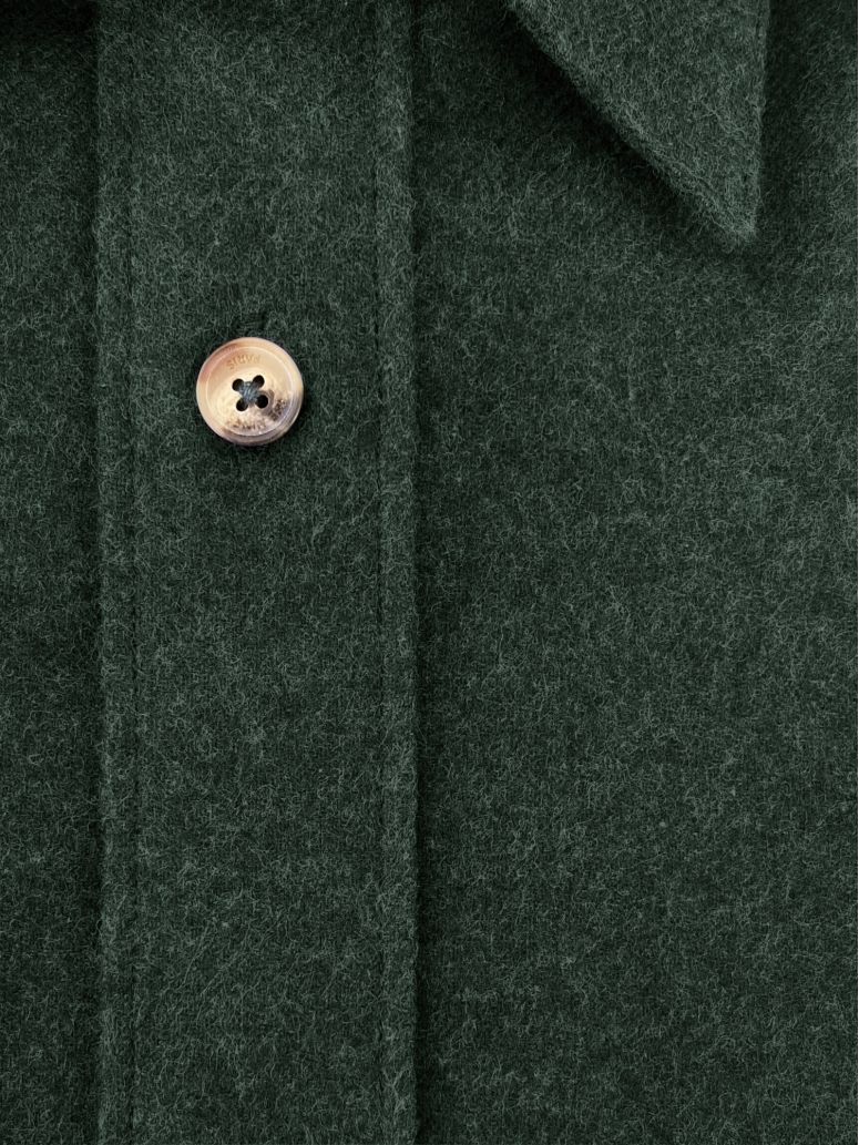 Camisa Colarinho Francês Flanela Verde Floresta
