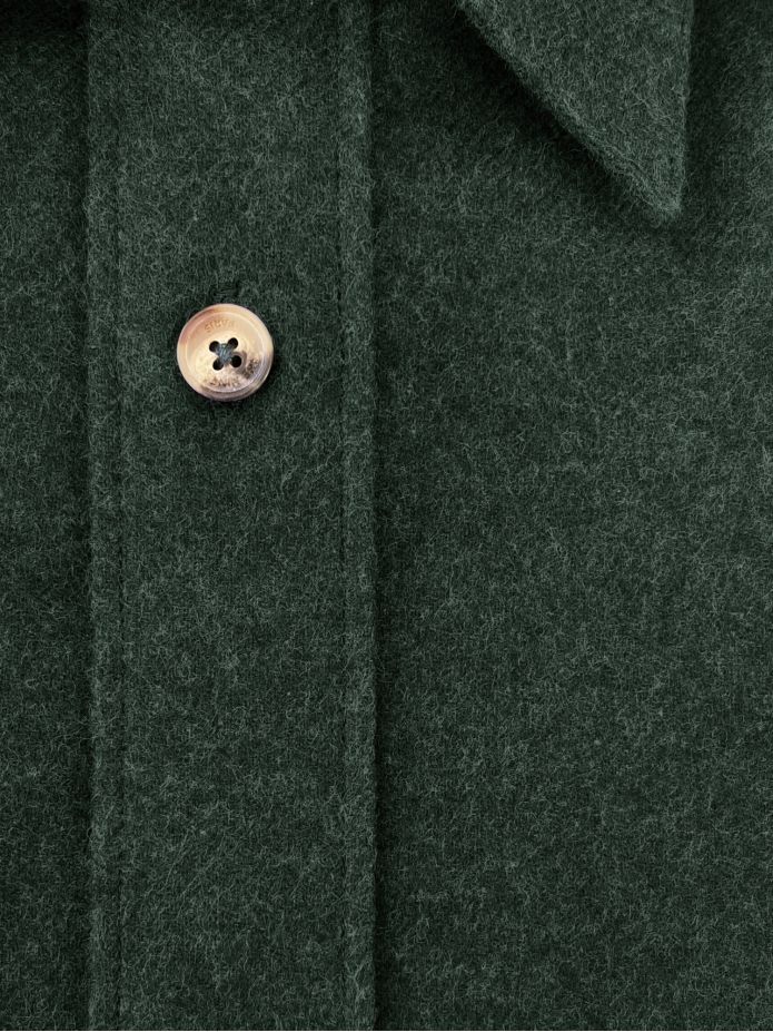 Camisa Colarinho Francês Flanela Verde Floresta