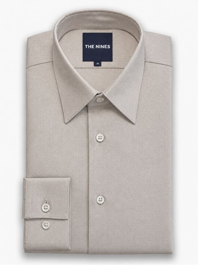 Camisa Colarinho Francês Fin Oxford Castanha