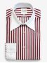Camisa de colarinho francês engomada com riscas bordeaux