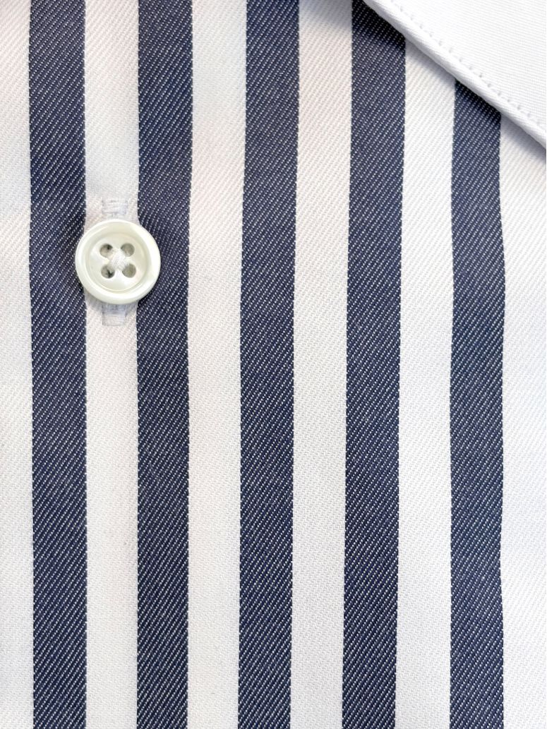 Camisa Colarinho Francês Riscas Navy Pm