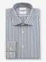 Camisa de colarinho italiano engomada com riscas azul-marinho