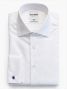 Camisa de colarinho italiano em twill branco com punhos mousquetaire