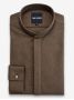 Camisa colarinho Mao em flanela castanha