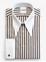 Camisa de colarinho spearpoint às riscas castanhas