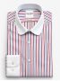 Camisa colarinho redondo com riscas tricolores