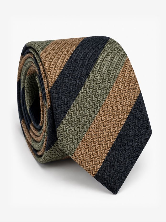 Gravata Lã Riscas Largas Navy e Verde