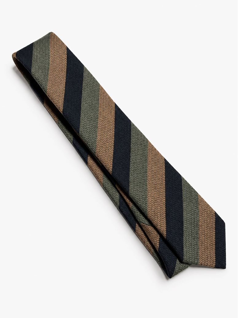 Gravata Lã Riscas Largas Navy e Verde