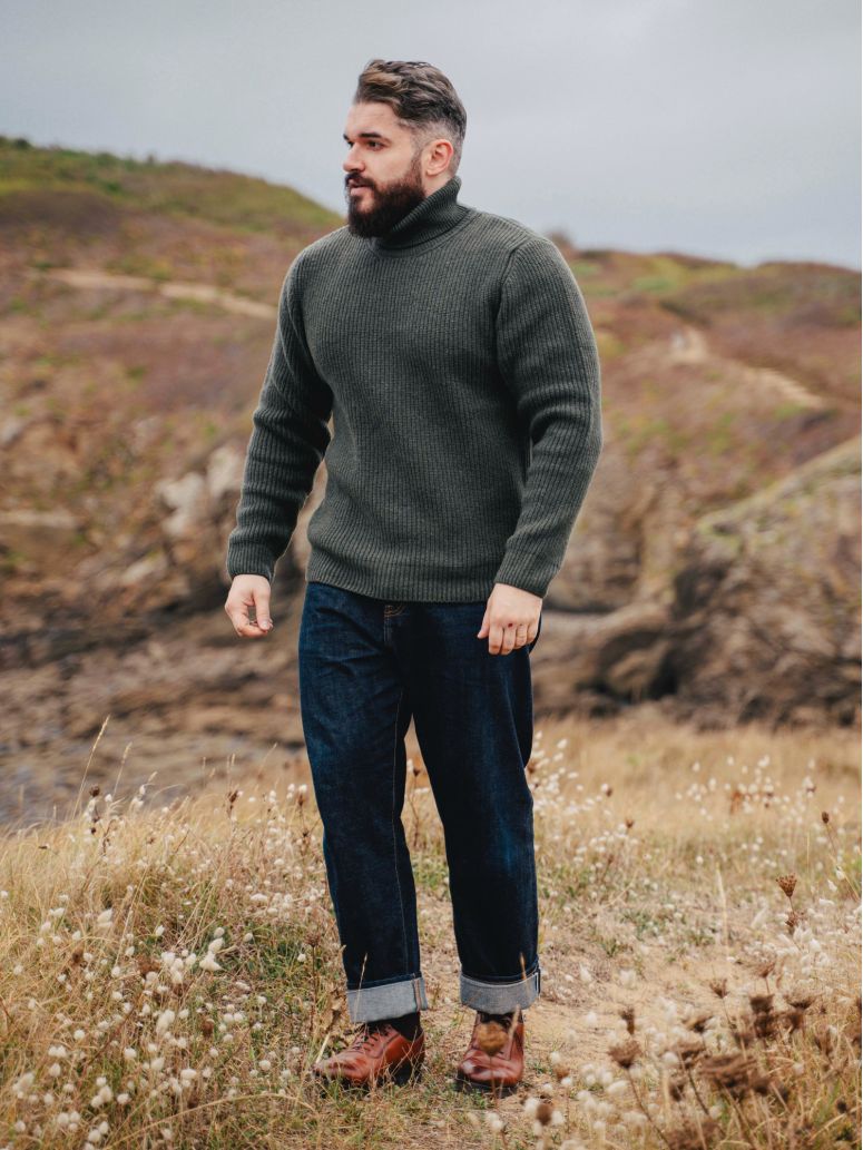 Camisola de gola alta verde loden Adam