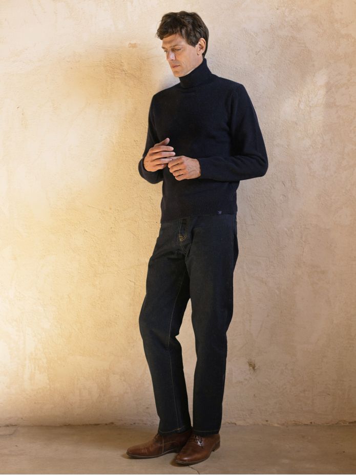 Camisola de gola alta azul-marinho Grant