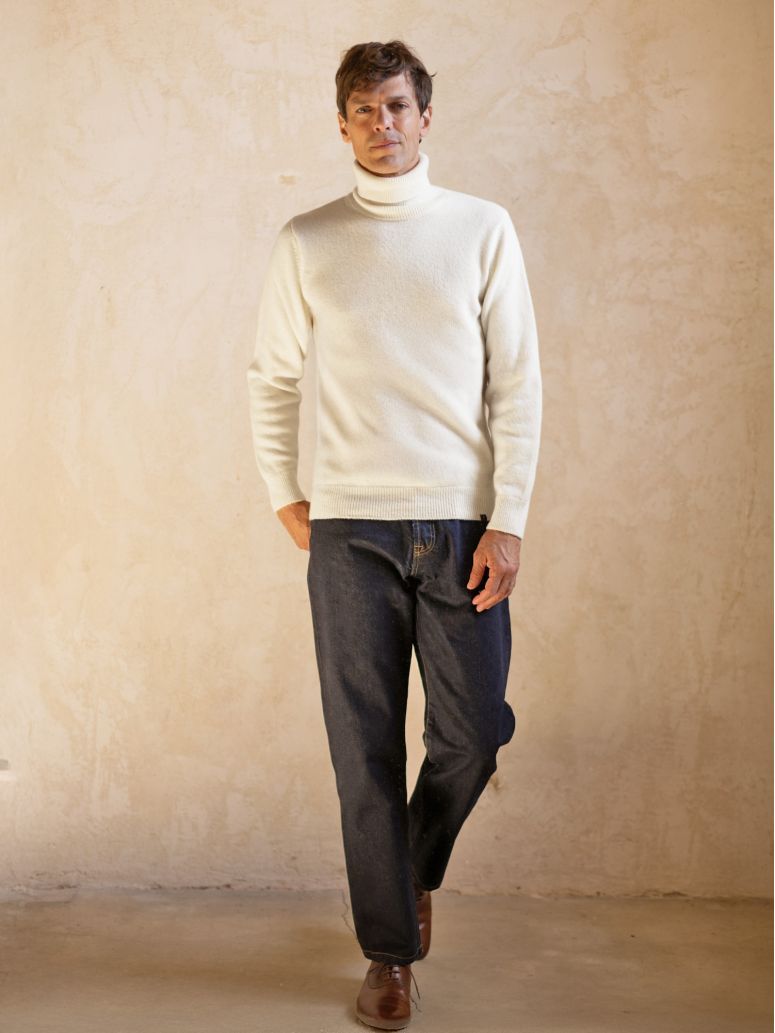 Camisola de gola alta em cru Grant