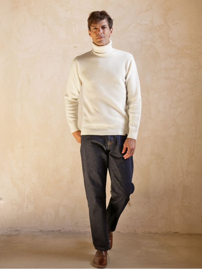 Camisola de gola alta em cru Grant