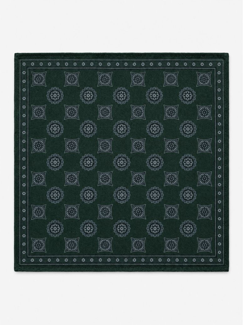 Lenço de bolso verde com padrões